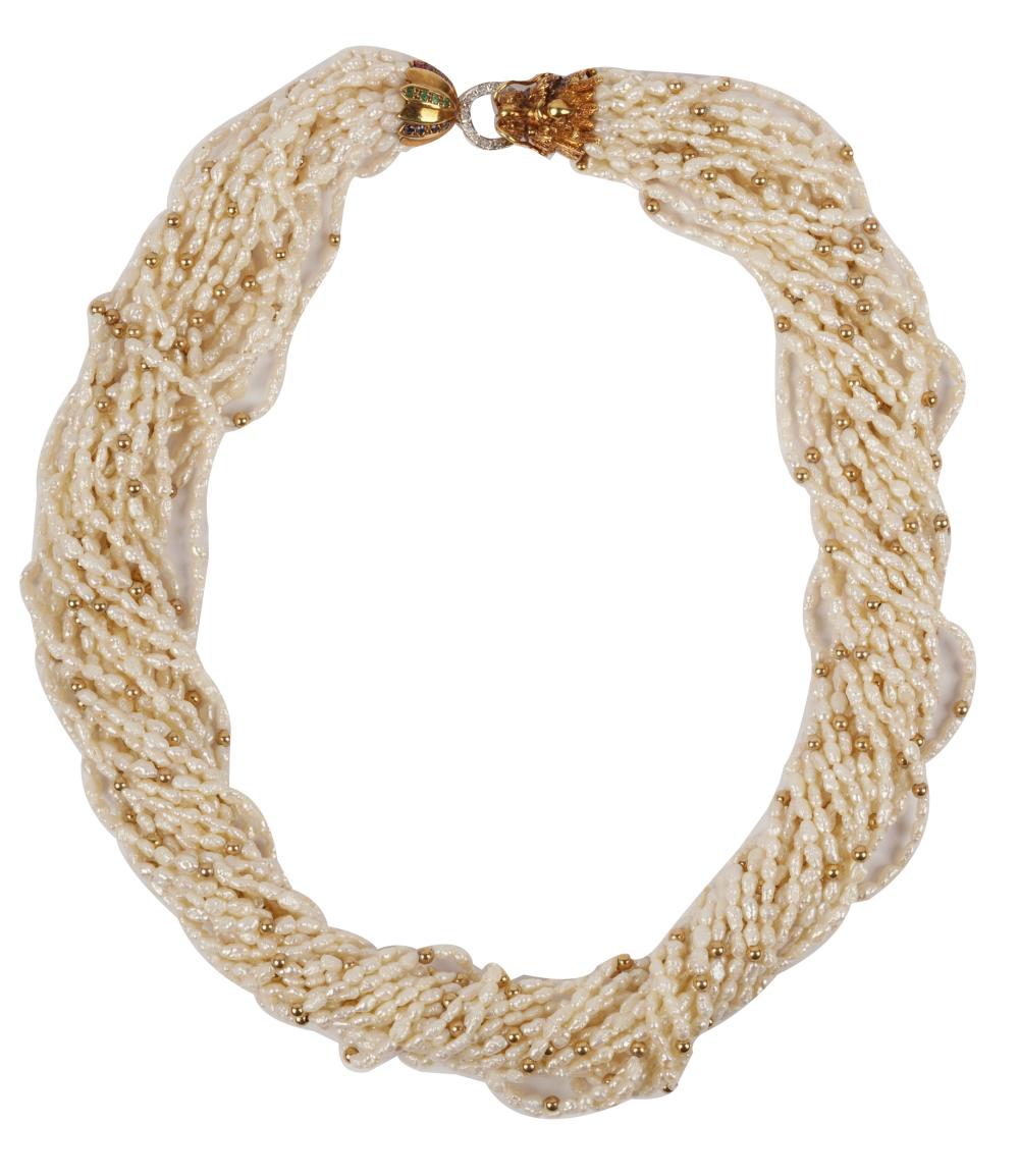 14 KARAT GOLD & MULTI-GEM TORSADE