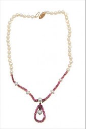14 KARAT GOLD, PEARL AND PINK