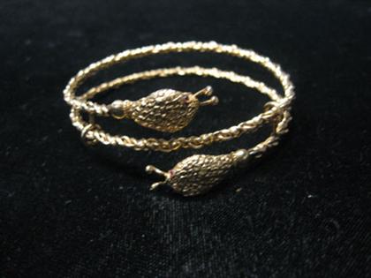 14 karat gold snake bangle   