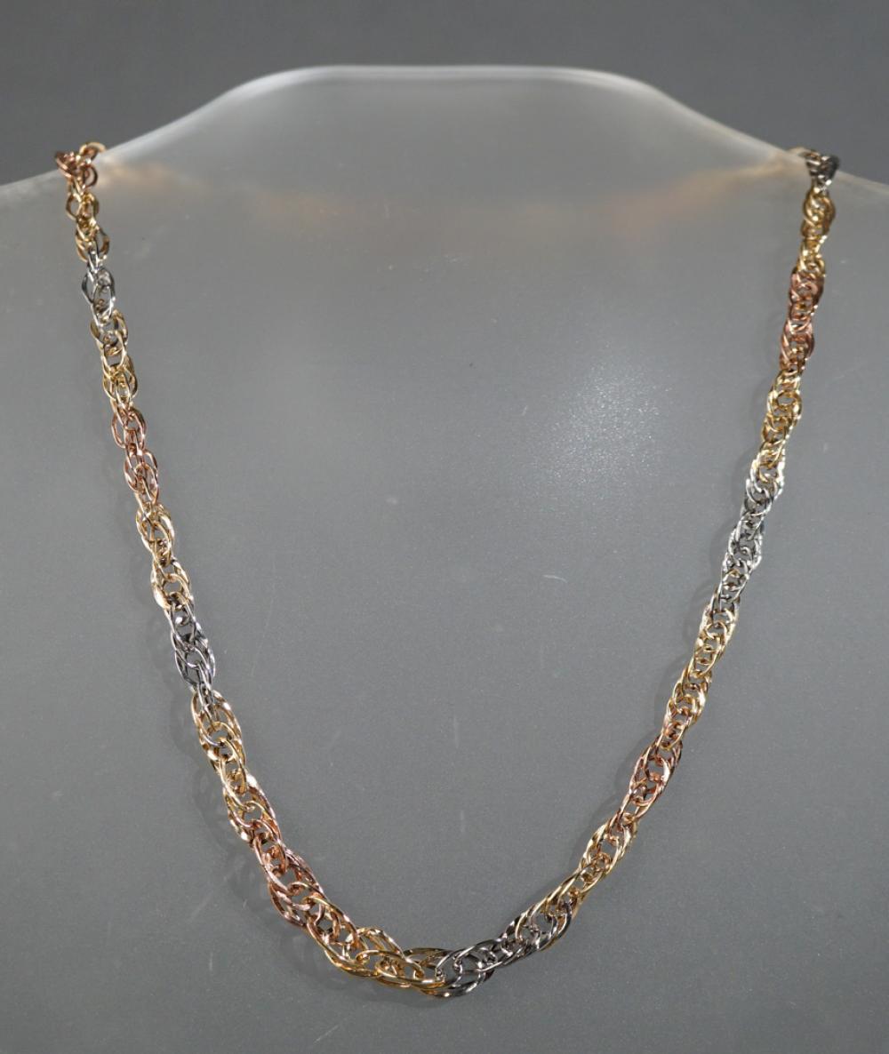 14-KARAT TRI-COLOR GOLD HOLLOW-LINK