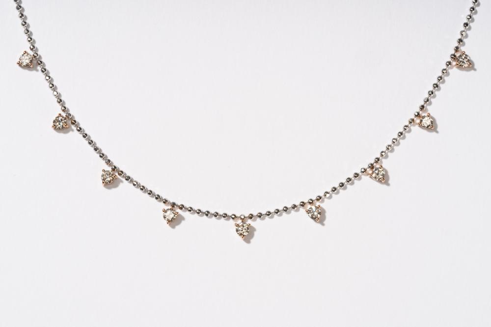 14 KARAT WHITE AND ROSE GOLD AND