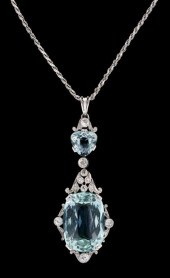 14 karat white gold aquamarine