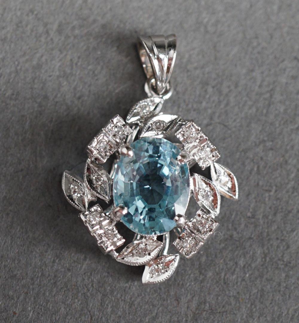 14-KARAT WHITE-GOLD, AQUAMARINE AND
