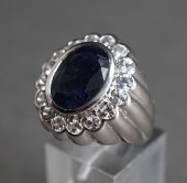 14-KARAT WHITE-GOLD, BLUE SAPP