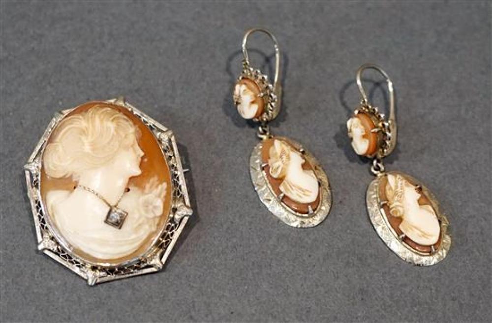 14 KARAT WHITE GOLD CAMEO BROOCH