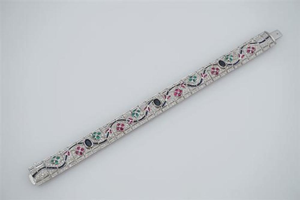 14-KARAT WHITE-GOLD, GEM-SET AND