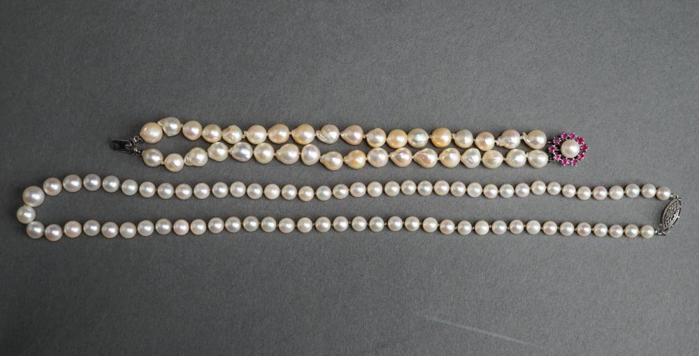 14-KARAT WHITE-GOLD, PEARL AND RUBY