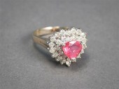 14-KARAT WHITE-GOLD, PINK SAPP