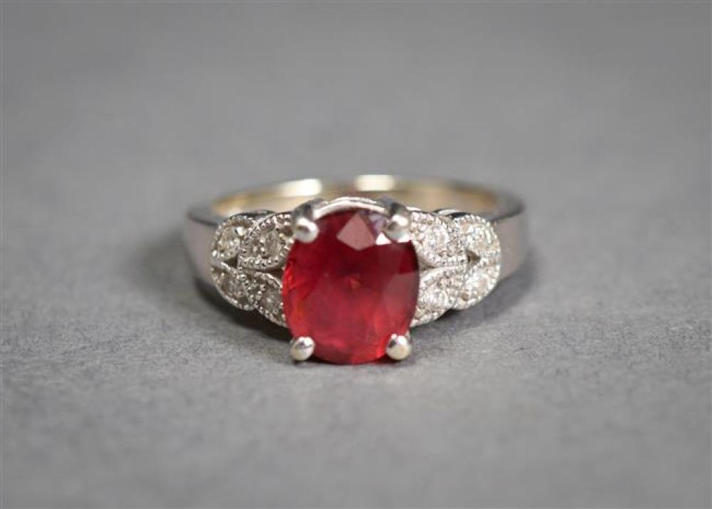 14-KARAT WHITE-GOLD, RUBELITE