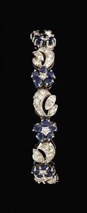 14 karat white gold, sapphire