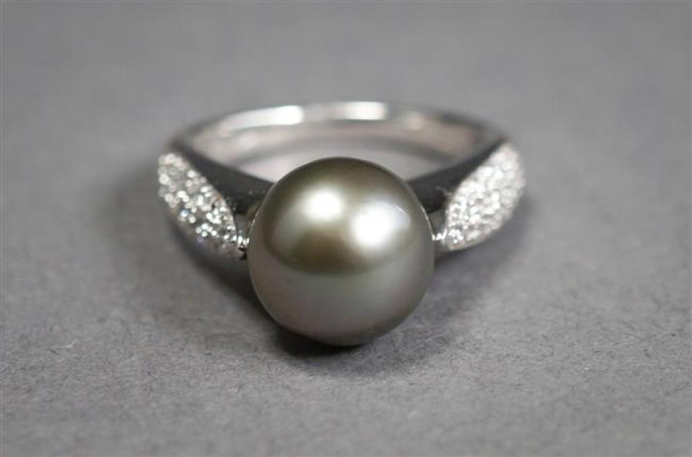 14-KARAT WHITE-GOLD, TAHITIAN PEARL