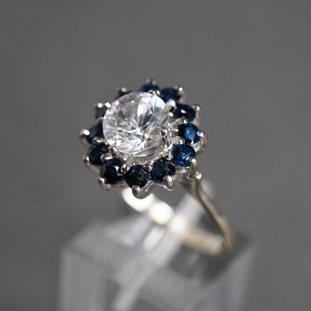 14-KARAT WHITE-GOLD, WHITE ZIRCON