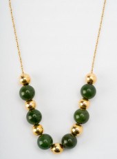 14 KARAT YELLOW GOLD AND NEPHR
