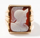 14 KARAT YELLOW GOLD AND SARDO