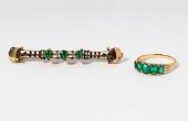 14 KARAT YELLOW GOLD AND EMERA