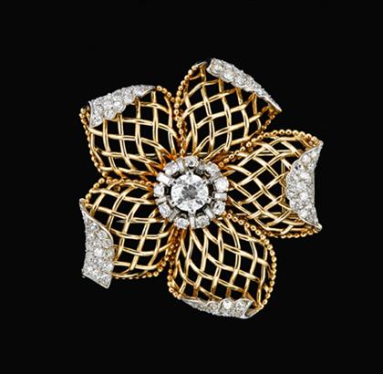 14 karat yellow gold and diamond