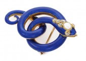 14 karat yellow gold and blue
