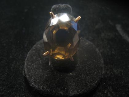 14 karat yellow gold and smokey