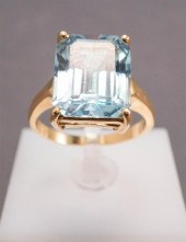 14-KARAT YELLOW-GOLD AND AQUAM