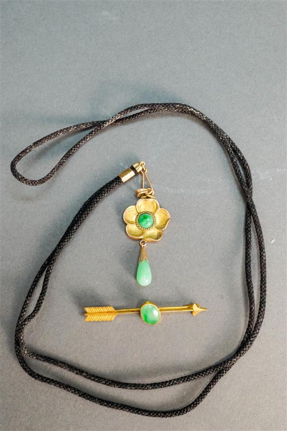 14-KARAT YELLOW-GOLD AND JADE