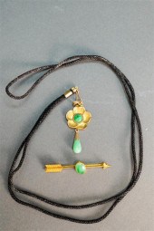 14-KARAT YELLOW-GOLD AND JADE
