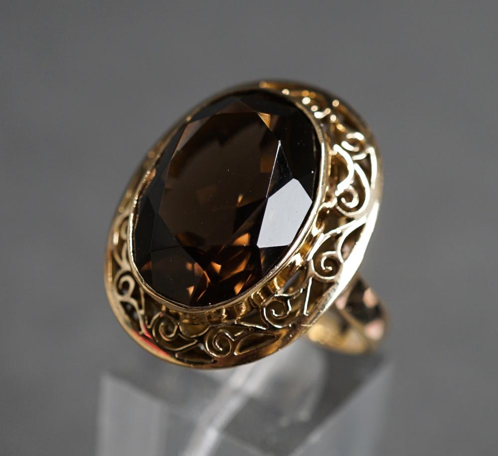 14-KARAT YELLOW-GOLD AND SMOKEY
