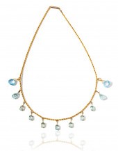 14 KARAT YELLOW GOLD, AQUAMARI
