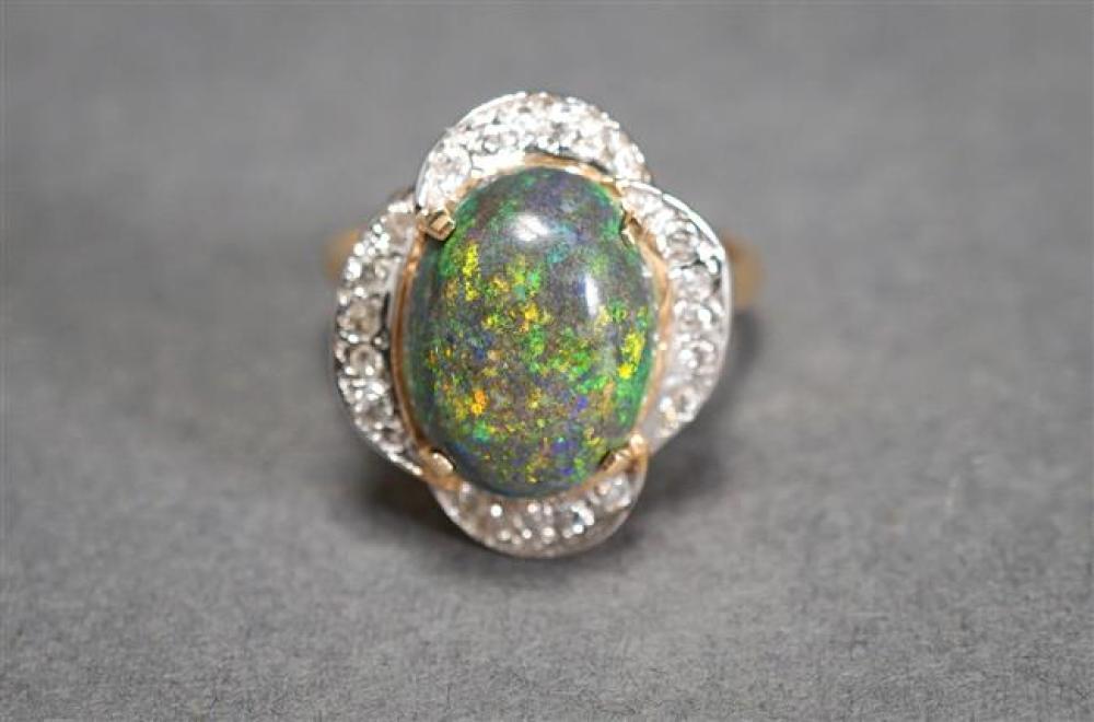14-KARAT YELLOW-GOLD, BLACK OPAL
