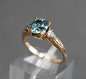 14-KARAT YELLOW-GOLD, BLUE ZIR