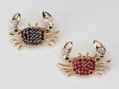 14 KARAT YELLOW GOLD CRAB GEM-