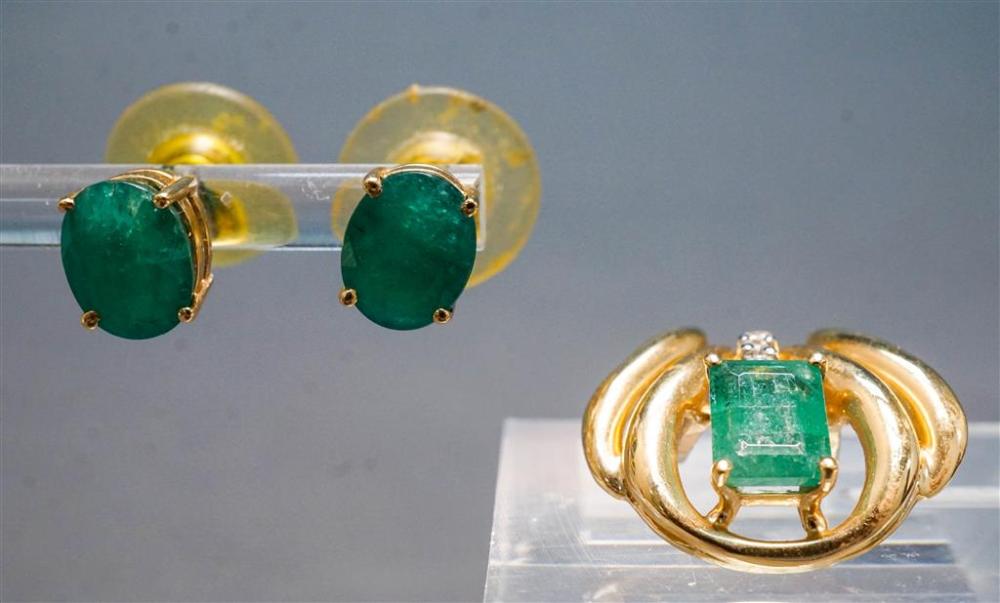14-KARAT YELLOW-GOLD, EMERALD AND