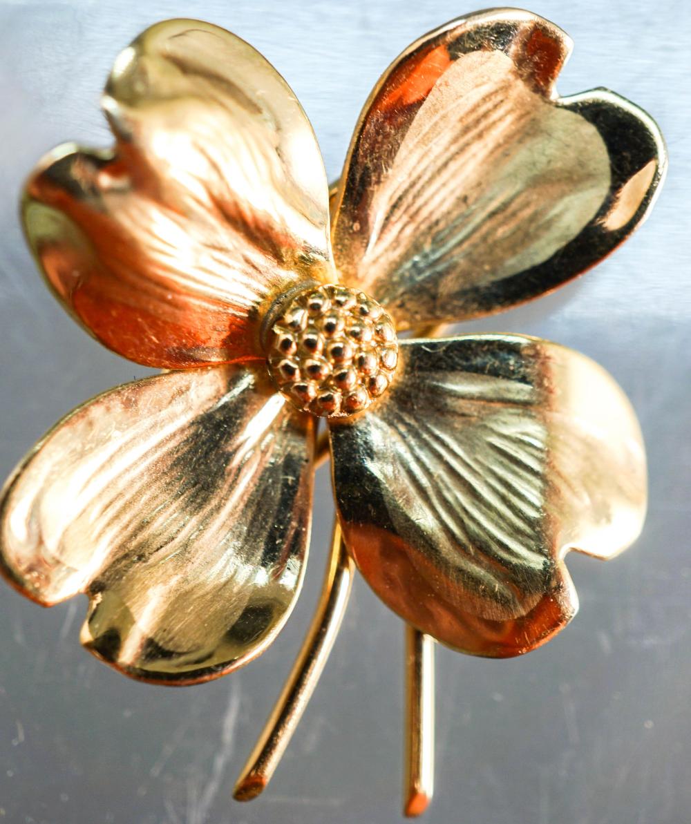 14-KARAT YELLOW-GOLD FLORAL PIN AND