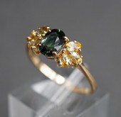 14-KARAT YELLOW-GOLD, GREEN TO