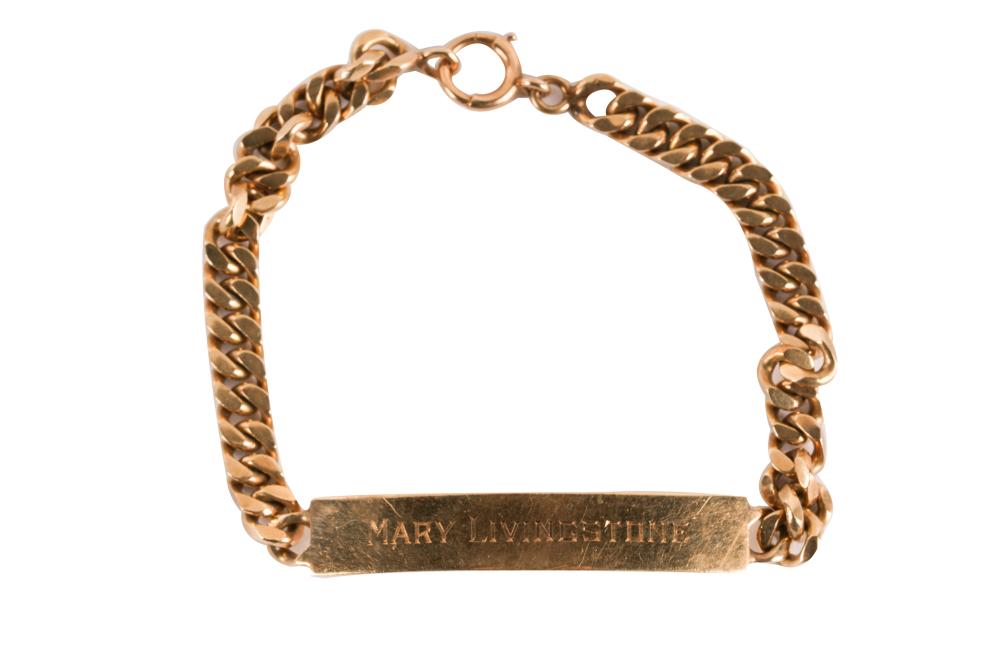 14 KARAT YELLOW GOLD ID BRACELETthe