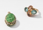 14 KARAT YELLOW GOLD JADE PEND