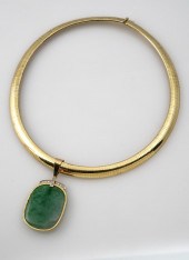 14-KARAT YELLOW-GOLD, JADE AND