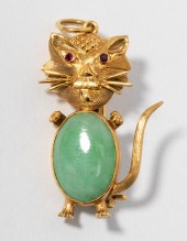 14 KARAT YELLOW GOLD, JADEITE