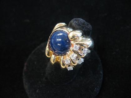 14 karat yellow gold, lapis