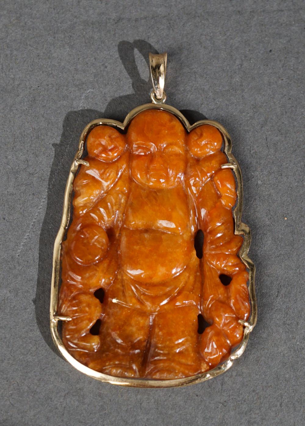 14-KARAT YELLOW-GOLD MOUNTED CARVED