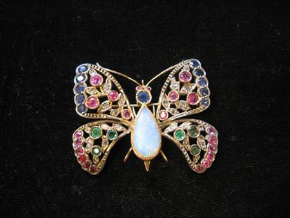 14 karat yellow gold, multi-gem set