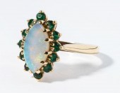 14 KARAT YELLOW GOLD OPAL AND