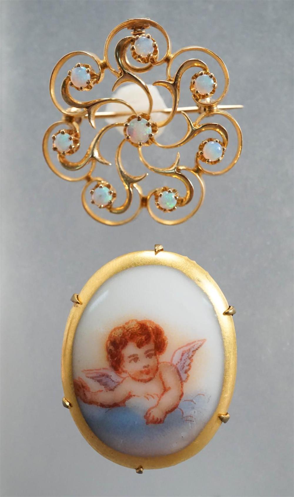 14-KARAT YELLOW-GOLD OPAL PENDANT
