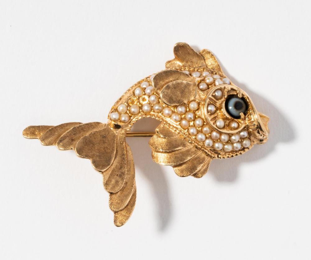 14 KARAT YELLOW GOLD PEARL AND