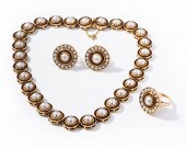14 KARAT YELLOW GOLD PEARL AND