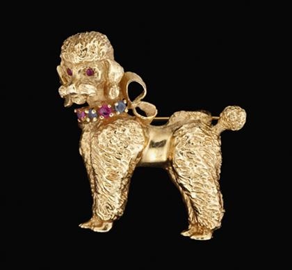 14 karat yellow gold "poodle" pin