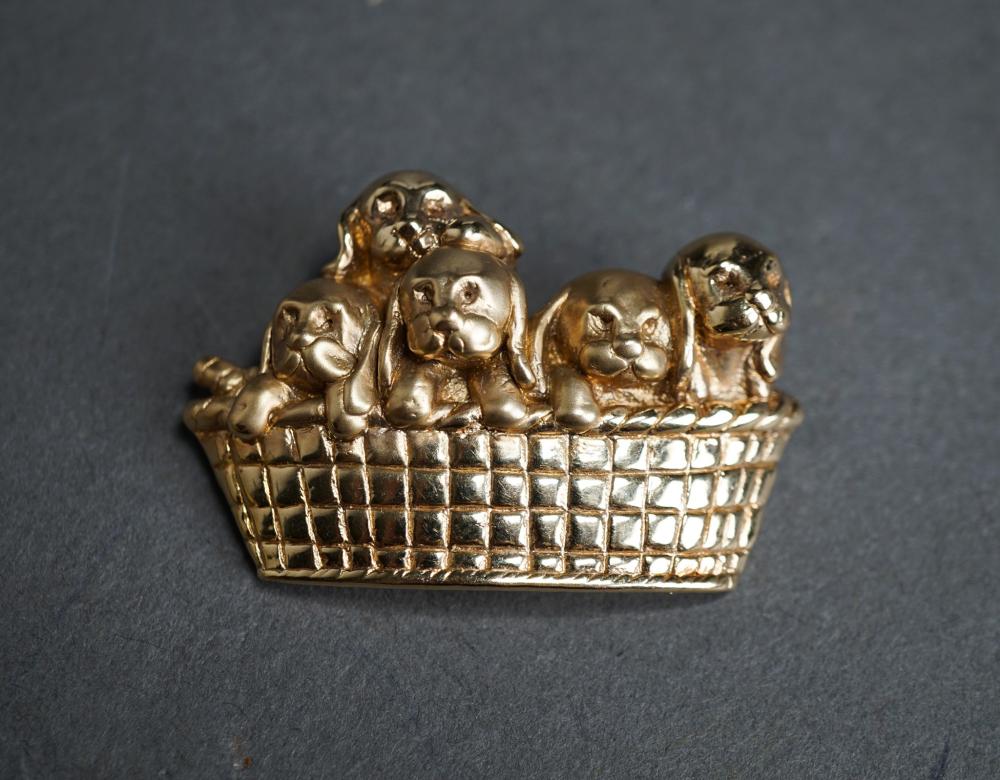 14-KARAT YELLOW-GOLD 'PUPPIES IN