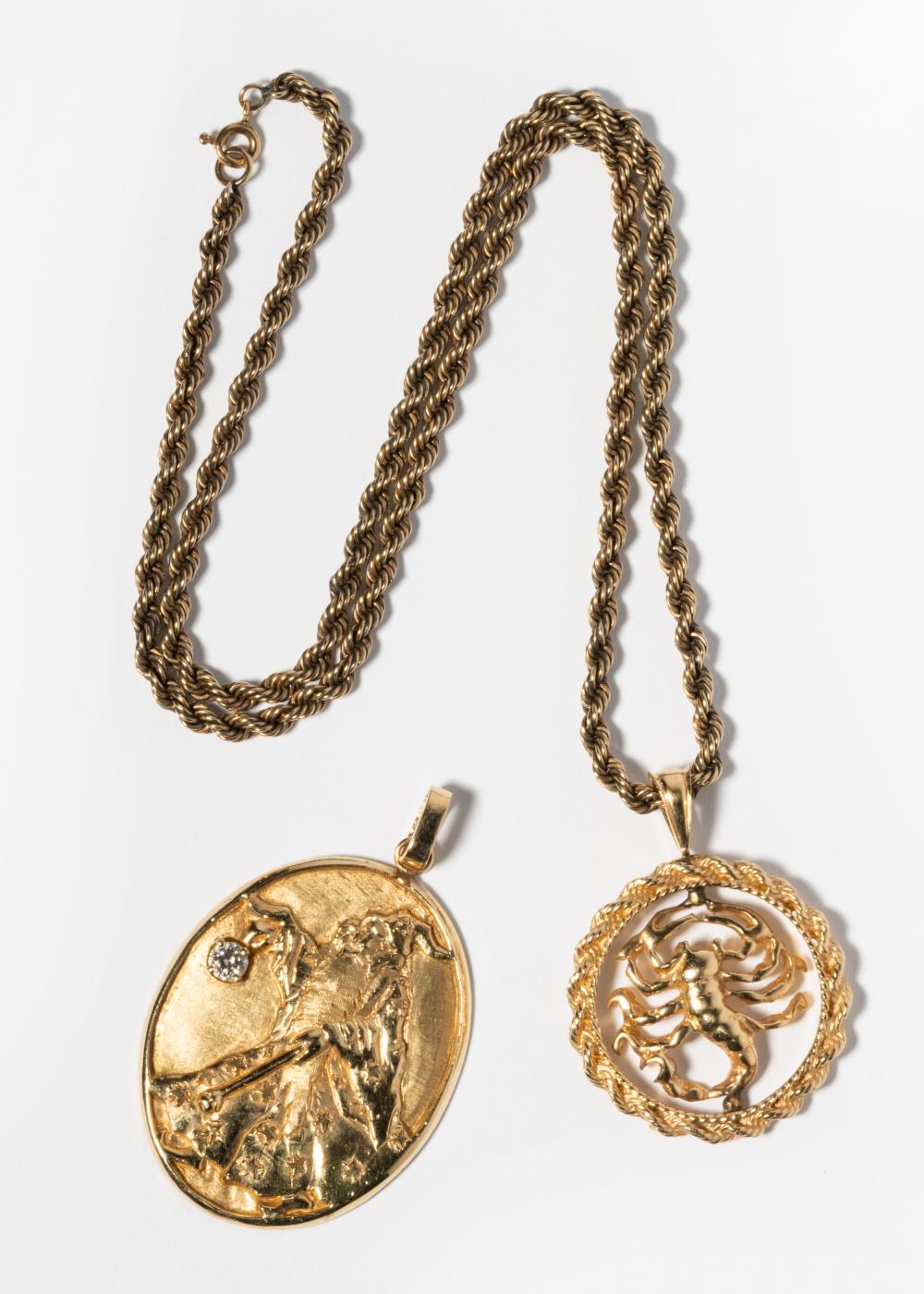 14 KARAT YELLOW GOLD ROPE CHAIN AND