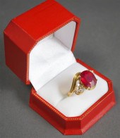 14-KARAT YELLOW-GOLD, RUBY AND