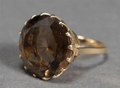 14 KARAT YELLOW GOLD SMOKY QUA