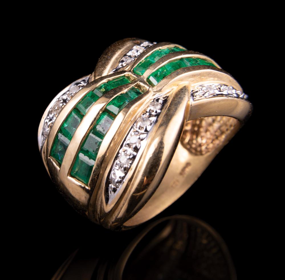 14 KT. GOLD, EMERALD, DIAMOND